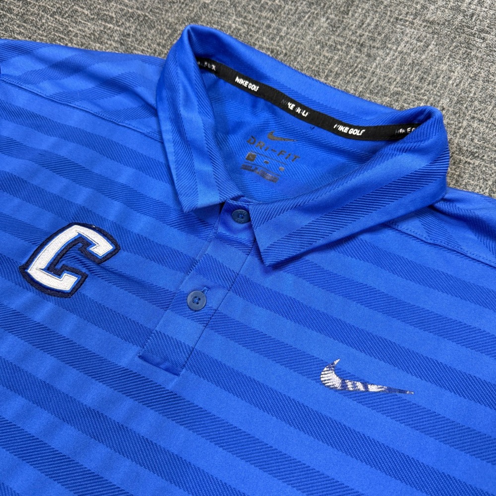 Nike Creighton Blue Jays Dri-FIT Polo Shirt Mens XL Blue Striped Short Sleeve